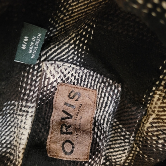 Orvis Heritage Plaid Flannel Shirt Jacket Mens Medium Button Up With Pockets - Picture 4 of 5
